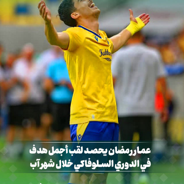عمار رمضان يحصد لقب أجمل هدف في الدوري السلوفاكي خلال شهر آب